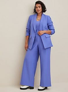 Plus Size Pull-On Wide Leg Studio Refined Crepe High-Rise Pant, PERIWINKLE Luxury Washed Blue Women's Bottoms, Plus Size Pant Suits Purple, Affordable Spring Suits For Women, Plus Size Work Wear Nordstrom, Womens Plus Size Pant Suit, Plus Size Pant Suits Palazzo, Luxury Wide Leg Pants For Summer, Luxury Short Pants For Workwear, Plus Size Woman Pants Suit Shein