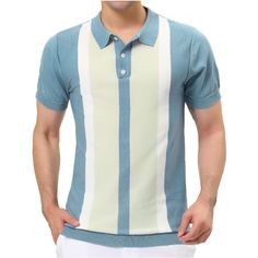 The color block design of the short sleeves t-shirts are unique and fashionable. You can match the color block polo shirts with trousers, pants and jeans for a daily youthful style. Suitable for college, hang out, work, date and everyday wear. Perfect gift for your loved one i.e. father, boyfriend, husband, son or colleague. Light Blue Summer Polo Shirt, Light Blue Short Sleeve Polo Shirt For Summer, Light Blue Cotton Polo Shirt For Summer, Summer Polo Collar Top With Contrast Color, Collared Cotton Top With Color Matching, Cotton Collared Top With Color Matching, Casual Polo Shirt With Contrast Color, Retro Blue Polo Collar T-shirt, Fitted Polo Collar Top With Contrast Color