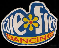 a close up of a sticker on the side of a car window that says dancing