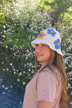 Sleek sellouts! 🤓. Order Beige crochet bucket hat, Knit bucket hat, Orange & Blue bloom flower, Summer accessories for women, Cotton, Handmade, Y2k, Retro at ₺750.0 #BohoBeachHat #VintageWomensHat #WovenBucketHat #OrangeBlueFlower #CrochetBucketHat #70sKnitCap #KnitBucketHat #FlowerHat #HandmadeDaisyHat #CottonSunHat90s Yarn Bucket Hat For Summer, One Size, Summer Yarn Bucket Hat One Size, Trendy Crochet Hat For Spring, One Size, Trendy Crochet Hat For Spring, Trendy One Size Crochet Hat For Spring, Blue Crochet Bucket Hat For Spring, Trendy Spring Crochet Beanie, Trendy Spring Beanie Crochet Hat, Trendy Spring Crochet Beanie Hat