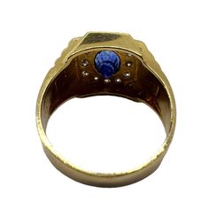 18K yellow gold ring with blue sapphire and small diamonds.  Sophia D by Joseph Dardashti LTD has been known worldwide for 35 years and are inspired by classic Art Deco design that merges with modern manufacturing techniques. Formal Blue Ring With Single Cut Diamonds, Formal Blue Rings With Single Cut Diamonds, 14k Gold Blue Rings With Single Cut Diamonds, Gold Tanzanite Diamond Ring Fine Jewelry, Yellow Gold Sapphire Ring With Diamond And Polished Finish, Yellow Gold Sapphire Ring With Polished Finish And Diamond, Formal Gold Sapphire Ring With Single Cut Diamonds, Gold Sapphire Diamond Ring Stamped 14k, Gold Sapphire Ring Stamped 14k