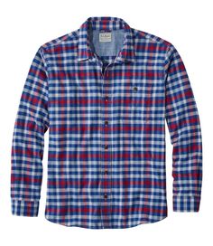 All the softness and comfort of flannel, in just the right weight for year-round wear. Stretch fabric is easy to move around in and wicks moisture away for all-day comfort. Traditional Untucked Fit: Relaxed through the chest, sleeve and waist, with a slightly shorter hem you can wear untucked. 59% cotton, 39% polyester, 2% spandex. Machine wash and dry. Resists shrinking in the wash. Fabric wicks moisture away and dries fast. Brushed for extra softness from the start. Designed to look great tuck Casual Yarn-dyed Button-up Flannel Shirt, Casual Blue Flannel Shirt For Outdoor, Casual Yarn-dyed Long Sleeve Flannel Shirt, Casual Yarn-dyed Cotton Flannel Shirt, Casual Yarn-dyed Tops For Fall, Casual Long Sleeve Flannel Shirt For Gatherings, Casual Yarn-dyed Flannel Shirt For Fall, Casual Yarn-dyed Shirt For Fall, Casual Plaid Yarn-dyed Flannel Shirt