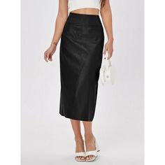 Discover Timeless Elegance Step into a world of refined style with our Elegant High-Waist Faux Leather Straight Skirt. This exquisite piece is a perfect blend of modern chic and timeless elegance, designed for the fashion-forward woman. Whether it's a casual day out or a sophisticated evening event, this skirt is your go-to for a stunning appearance. Features That Define Style Our skirt boasts an array of features that make it a must-have in your wardrobe: Faux Leather Fabric: Enjoy the luxurious look and feel of leather with the ethical and practical benefits of faux material. Empire Waistline: The high-waist design accentuates your figure, offering both comfort and style. Straight Silhouette: A sleek and elegant cut that flatters your body shape, making it perfect for any body type. Mid- Sleek Pencil Skirt For Date Night In Spring, Sleek Pencil Skirt For Spring Night Out, Chic Midi Pencil Skirt For Date Night, Chic Faux Leather Midi Skirt, Sleek Faux Leather Skirt With Lined Detail, Sleek Formal Spring Skirt, Sleek Formal Skirt For Spring, Elegant Faux Leather Pencil Skirt For Fall, Sleek Spring Pencil Skirt With Lining