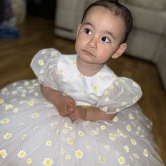 Summer light colored baby dress with a flower pattern for the 1st birthday (or for any age).  Fluffy tutu dress fashion floral design, made of quality organza of different flower patterns and tulle, flowing organza is a spectacular, light and airy dress.    The combination of a fluffy skirt made of delicate tulle and a top organza skirts turn this dress into a delicate flower cloud))    Dress with puffed sleeves. On the waistband there is a huge contrasting bow to match the beautiful interesting shape.     Absolutely amazing, gentle, pleasant to the touch. ATTENTION! There are many organza floral patterns on this listing, including large flowers, roses, sakura, and more. Please select a fabric pattern options for this stunning dress for your baby and add your choice on personalization to y Sweet White Princess Dress For Birthday, White Princess Baptism Dress For Summer, White Princess Style Baptism Dress For Summer, Sweet White Princess Dress For First Birthday, Spring Birthday Dress With Floral Applique, Summer Baptism Tutu Dress With Floral Applique, Spring Flower Tutu Dress In Tulle, Floral Applique Dress For First Birthday In Spring, Spring Tutu Dress With Floral Applique