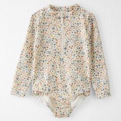 Multi Toddler Floral Print Recycled 1-Piece Rashguard | carters.com Planet Clothing, Baby Swimsuit, Rashguard Swimsuit, Activewear Sets, Carters Baby, Toddler Boy Outfits, Kids Outfits Girls, Organic Fabrics