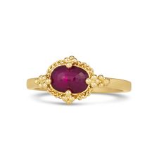 This Ruby ring warms and energizes with flashes of bold crimson and fiery red hues floating beneath the surface like flowing lava. To accentuate the natural beauty of this gemstone we encased it in an intricate frame of golden chain and delicate beaded prongs.Ready to ship in size 7. Please allow 1-2 weeks for any other size. Technical Details Metal: 18k yellow goldRuby: 1.33 cts. Ring face: 9 x 19mm Band width: 2mm Handmade in New York Style # R-2381-RU Pretty Wedding Dresses, Beneath The Surface, Fiery Red, New York Style, Pretty Wedding, Ruby Ring, Ruby, Heart Ring, Band