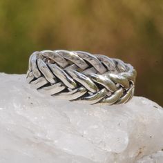 Braid Silver Band Ring * 100% polished solid sterling silver * Solid sterling silver weight: approx. 8 Grams * Band Width: 7.5 mm / 2.95 in  * Crafted and polished by hand * .925 trademark stamp Sterling Silver *  RE0078-RAIN-8 Fact Discover our stunning 925 sterling silver braided ring. Handcrafted with precision, this boho-inspired ring combines beauty and elegance. The intricate braided design symbolizes infinity and eternity, adding a touch of meaning to your style. Made from high-quality ma Silver Braided Ring, Boho Braid, Infinity Braid, Pentagram Pendant, Woven Ring, Scandinavian Jewelry, Snake Ring Silver, Braid Patterns, Braided Ring