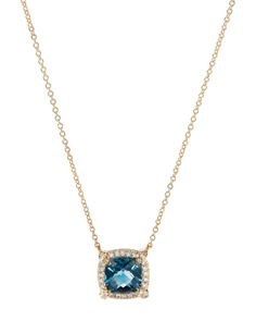 David Yurman Petite Chatelaine Pave Bezel Pendant Necklace in 18K Yellow Gold with Hampton Blue Topaz, 18 Yellow Gold Blue Topaz Pendant Jewelry, Yellow Gold Blue Topaz Round Pendant, Luxury Blue Topaz Yellow Gold Necklace, Blue Topaz Pendant With Diamond Accents, Luxury Blue Topaz Oval Pendant Necklace, Bezel Pendant, Chatelaine, David Yurman, Blue Topaz