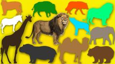 an image of animals that are in the shape of lions and rhinos on a yellow background