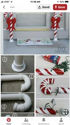 an image of some candy canes on the ground and in front of a door