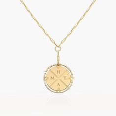 Engraved Compass Necklace - 14k Solid Gold-1 Luxury Yellow Gold Medallion Necklace, Luxury Gold Necklace With Compass Design, Luxury Tarnish Resistant Medallion Coin Necklace, Luxury Tarnish-resistant Medallion Necklace, Luxury Engraved 14k Gold Coin Necklace, Luxury 14k Gold Engraved Coin Necklace, Luxury 14k Gold Tarnish Resistant Coin Necklace, Luxury 14k Gold Tarnish-resistant Coin Necklace, Luxury 14k Gold Medallion Necklace