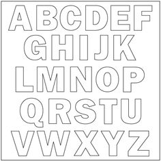 the alphabet is shown in black and white, with an outline for each letter to be added