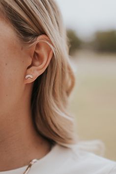 Hugging Rainbow Stud Earrings - Little Sycamore Everyday 14k Gold Ear Climbers, 14k Gold Everyday Cartilage Earrings, 14k Gold Ear Climbers For Everyday, Everyday Rose Gold Sterling Silver Ear Climbers, Minimalist Huggie Plug Earrings For Everyday, Everyday Minimalist Huggie Plug Earrings, Minimalist 14k Gold Ear Climbers As Gift, Everyday Hypoallergenic Sterling Silver Ear Climbers, Minimalist Nickel-free Ear Climbers For Everyday