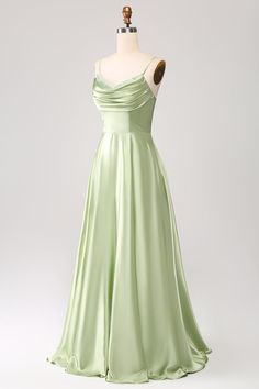 Grad Dresses Silk, Matcha Green Prom Dress, Sage Green Satin Prom Dress, Light Green Formal Dresses, Long Sage Green Dress, Green Simple Prom Dress, Pastel Green Prom Dress, Light Green Prom Dress, Matric Ball Dresses