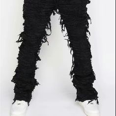 Stacked Flared Super Jeans Pants Comes With Free Beenie Hat Of Your Choice As A Thank You ( While Supplies Last If You Mention It In Dm ) High Waist Ripped Black Pants, Black Ripped Wide Leg Bottoms, Ripped Wide Leg Black Bottoms, Black Ripped Wide Leg Pants, Black Wide Leg Ripped Bottoms, Black Ripped Edgy Pants, Edgy Black Ripped Pants, Black Distressed Wide Leg Bottoms, Black Ripped Straight Leg Pants