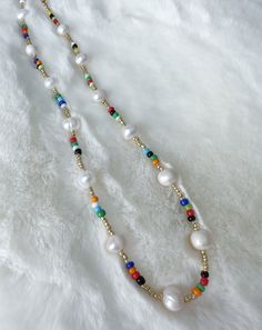 Colorful Freshwater Pearl Beaded Necklace, Beaded Necklace, Pearl Necklace, Pearl Jewelry, Summer Necklace, Beach Jewelry, Summer Jewelry - Etsy Cheap Colorful Beaded Pearl Necklace, Colorful Beads Pearl Necklace For The Beach, Colorful Beaded Pearl Necklace Gift, Beach Pearl Necklace With Colorful Beads, Multicolor Pearl Summer Necklace, Summer Necklace, Beach Jewelry, Summer Jewelry, Pearl Beads