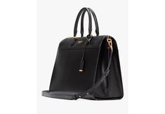 Looking for an elegant handbag that also fits your 16 laptop? We got you. This roomy Morgan style is done in scratch-resistant Saffiano leather with polished gold-tone hardware for a luxe look. | Kate Spade Morgan Laptop Bag, Black Gold Satchel With Detachable Handle For Work, Gold Satchel With Detachable Strap For Work, Gold Top Handle Satchel For Work, Chic Gold Satchel For Workwear, Chic Gold Satchel For Work, Rectangular Office Briefcase With Branded Hardware, Timeless Briefcase With Gold-tone Hardware For Work, Classic Gold Satchel For Workwear, Office Satchel With Branded Hardware