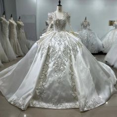 V-Neck Ball Gown Wedding Dress - Satin Glitter Lace-Up Tulle Court Train Formal Bride Dress Bride Ball Gown, Champagne Quinceanera Dresses, Ball Gown Silhouette, White Quinceanera Dresses, Purple Quinceanera Dresses, Quinceanera Dresses Gold, Black Quinceanera Dresses, Gown Silhouette, 2nd Wedding