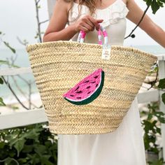 Introducing the Fruity Watermelon Straw Bag: Your Summer Essential Make a splash this season with our charming Fruity Watermelon Straw Bag! This delightful accessory combines fun and functionality, perfect for beach days, picnics, and casual summer outings. Distinctive Design Our Fruity Watermelon Straw Bag features: Vibrant watermelon-inspired color scheme High-quality, handwoven straw construction Spacious interior for all your essentials Sturdy handles for comfortable carrying Versatile and Practical This eye-catching bag isn't just about looks: Durable materials withstand sand, sun, and water Easy to clean and maintain Ideal size for towels, sunscreen, and beach reads Doubles as a stylish everyday tote Handcrafted Quality Each Fruity Watermelon Straw Bag is meticulously handcrafted by Cute Large Capacity Bags For Vacation, Cute Large Capacity Beach Bags, Pink Packable Beach Bag, Trendy Summer Picnic Bag, Pink Beach Bags For Vacation, Summer Multicolor Straw Bag, Pink Poolside Bags For Beach Season, Beachy Summer Beach Bag, Summer Straw Bag For Beach Season