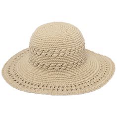 Women's Cotton Crochet Hat With A Large Brim (CHL1)-CROCHET-San Diego Hat Company Beige Crochet Hat For The Beach, Beige Crochet Knitted Hat For Beach, Bohemian Knitted Sun Hat For The Beach, Bohemian Adjustable Crochet Hat For Warm Weather, Curved Brim Crochet Hat For Warm Weather, Adjustable Bohemian Crochet Hat For Warm Weather, Bohemian Knitted Beach Hats, Adjustable Bohemian Crochet Hat, Bohemian Crochet Hat With Curved Brim For Warm Weather