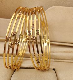 Elegant Lightweight Gold Plated Bangles with Crystals | Traditional Indian Bangles Set of 2 | Daily Wear Gold Plated Bangles| Gift for her Daily Use Gold Bangles Indian, Indian Bangles Set, Gold Bangles Indian, Indian Bangles, American Diamond Necklaces, Oxidized Necklace, Bangles Set, The Bangles, Bangle Ring