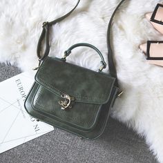 Buy Green Satchel Handbag Vintage Side Bag Vegan Crossbody Bag Worldwide Free shipping and return, color: Green , material: Faux Leather Green Satchel, Anthropologie Fall, Unique Leather Bag, Side Purse, Side Purses, Message Bag, Brown Satchel, Best Crossbody Bags, Green Side