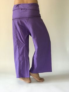 "Unisex Thai fisherman pants. One size fits all. You can wear in many occasions, casual wear, yoga wear, maternity wear, relax at home, travel etc. If you are looking for some pants that you can wear everywhere, comfortable, relax and Easy to wear. Thai fisherman pants is Answer!! Nice gift for yourself or your lover One pocket on the side for storing your items such as wallets, mobile phones, etc Approx. Measurements: One size can fits most and 1 Pockets Measurement Waist 27\" (69 cms) Length 4 Purple Relaxed Fit Wide-leg Pants, Purple Relaxed Fit Straight Bottoms, Purple Relaxed Fit Straight Pants, Purple Wide-leg Pants With Relaxed Fit, Purple Relaxed Fit Trousers, Purple Cotton Wide Leg Pants With Pockets, Purple Wide Leg Cotton Pants With Pockets, Purple Relaxed Fit Wide Leg Pants, Baggy Purple Trousers