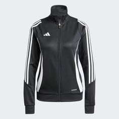 adidas Tiro 24 Training Jacket - Black | Women's Soccer | adidas US Adidas Training Track Jacket, Adidas Sporty Track Jacket For Training, Athleisure Track Jacket With Three Stripes For Training, Adidas Casual Track Jacket For Training, Adidas Moisture-wicking Track Jacket For Training, Adidas Track Jacket For Training, Adidas Sportswear Track Jacket For Training, Adidas Black Track Jacket For Training, Adidas Athleisure Training Outerwear