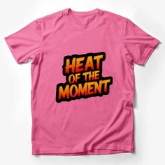 Heat of the Moment Bold Text Red and Orange T-Shirt, Unisex Graphic Tee, Vintage Style Shirt Male T-Shirt Custom graphic T-Shirt.Customize your color Pink Cotton Fan Apparel Tops, Crew Neck Slogan Top For Fan Merchandise, Crew Neck Slogan Shirt For Fan Merchandise, Pink Fan Apparel Tops For Streetwear, Fan Merchandise Slogan Crew Neck Top, Pink Crew Neck Top For Fans, Pink Tops With Letter Print For Fans, Pink Tops With Letter Print For Fan Merchandise, Casual Pink Tops For Fan Merchandise