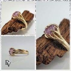 Pink Sapphire Engagement Ring, Twig Style Wedding Ring in Solid 14k Yellow Gold - Anniversary Jewelry - by DV Designs #WeddingRing #SapphireEngagement #ring #GoldSapphire #AniversaryRing #EngagementRing #DiamondRing #WhiteGold #LeavesAndTwig #VintageRing Gold Amethyst Ring With Center Stone For Wedding, Untreated Gold Rings For Wedding, Yellow Gold Amethyst Ring With Center Stone For Wedding, Wedding Jewelry In Recycled Gold With Oval Shape, Heirloom Untreated Jewelry For Anniversary, Untreated 14k Gold Wedding Jewelry, Unique Sapphire Wedding Ring With Center Stone, Unique Wedding Sapphire Ring With Center Stone, Gold Hand Forged Diamond Ring For Anniversary