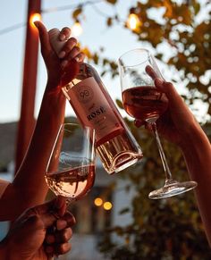 three people are toasting with wine glasses