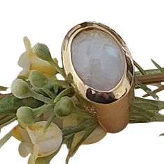 Jewelry gift Ideas for your loved women june birthday, beautiful statement Moonstone birthstone ring.  This is certainly impressive gold-plated silver ring, big oval Moonstone shape set at gold ring, classic and eye caching ring perfect for any woman and for any occasion. Moonstone - stone of the goddess, deep and nurturing feminine vibration, represents new beginnings, calms the emotions, enhances psychic abilities, intuition and empathy, serendipity and synchronicity. ** The ring can embed any Moonstone Birthstone, Gold Moonstone Ring, Black Diamond Engagement Rings, Interesting Jewelry, June Birthday, Jewelry Gift Ideas, Gold Statement Ring, Black Diamond Engagement, Birthday Gift For Women