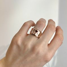 14KT rose gold polished + shiny wide concave cigar band ring. Size selectable; please contact for additional sizes not listed Runs small due to wide cigar band; consider sizing up one size Width: 13mm Back tapers approx. 7mm Weight: 10.53 grams (based on size 7) Made in USA Made to order: please allow 7-14 business days prior to shipping Classic Open Dome Ring In Rose Gold, Modern Rose Gold Dome Ring With Polished Finish, Modern Rose Gold Rings With Polished Finish, Classic Wide Band Rose Gold Ring With Polished Finish, Classic Rose Gold Wide Band Ring With Polished Finish, Rose Gold Polished Finish Open Signet Ring, Rose Gold Polished Open Signet Ring, Rose Gold Engraved Open Ring For Formal Occasions, Adjustable Rose Gold Ring With Polished Finish