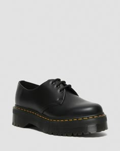 1461 Quad Dr Martens Outfit, 1461 Platform Dr Martens, Dr Martens 1461 Quad, Dr Martens Outfits, Leather Platform Shoes, Dr Martens Outfit, Dr Shoes, Black Platform Shoes, Shoe Polish