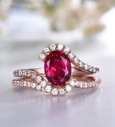 Ruby Ring Oval Ruby Ring Set Lab Red Ruby CZ Diamond Curve Matching Band Sterling Silver Ring July B Oval Red Crystal Ring For Wedding, Red Oval Crystal Ring For Wedding, Red Ruby Crystal Wedding Ring, Red Cubic Zirconia Round Band Jewelry, Red Cubic Zirconia Gemstone Wedding Ring, Red Oval Ruby Rings, Red Oval Birthstone Ring For Wedding, Oval Diamond Ring For Valentine's Day Wedding, Red Oval Crystal Ring With Accent Stones