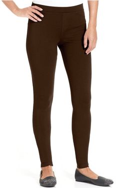 Hue Ponte Leggings Fitted Solid Color Elastane Jeggings, Fitted Elastane Jeggings, Fitted Full Length Solid Jeggings, Brown Stretch Elastane Leggings, Stretch Brown Elastane Leggings, Solid Color Full-length Jeggings For Fall, Fall Full-length Jeggings, Full Length Jeggings For Fall, Tight Elastane Jeggings For Fall