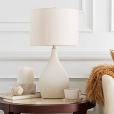 Beachcrest Home Larimore Ceramic Table Lamp & Reviews | Wayfair Night Stand Lamps Master Bedrooms, White Coastal Bedroom, Stone Lamp, Shore House, Pottery Lamp, Bedroom Lamp, Coastal Bedroom, Nightstand Lamp, White Pottery