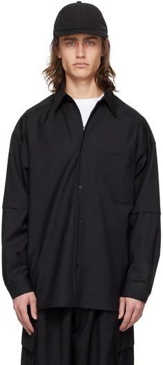 Lownn블랙 레이어드 셔츠 할인 Oversized Business Shirt With Button Closure, Black Layers, Quick Saves, Black, Kos