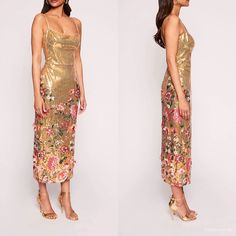 Brand New With Security Tag On Elegant And Enchanting, This Square-Neck Dress Is Designed With A Garden Of Floral Embroidery And A Lustrous Sequined Backdrop. Square Neck Spaghetti Straps Lined 100% Polyester Dry Clean Spring Gala Dresses With Sequins, Gold Midi Evening Dress For Summer, Gold Summer Evening Midi Dress, Gold Midi Dress For Summer Evenings, Festive Evening Midi Dress, Festive Midi Dress For Wedding Guest, Summer Sequin Midi Evening Dress, Spring Gala Midi Dress With Sequins, Summer Midi-length Sequin Evening Dress