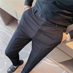 SPECIFICATIONS Material: COTTON Applicable Season: Spring and Autumn Style: Casual Applicable Scene: Daily Front Style: Flat Pant Closure Type: Zipper Fly Gender: MEN Item Type: Suit Pants