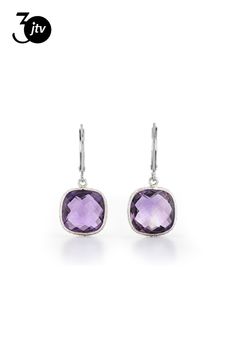 Purple Cushion Amethyst Sterling Silver Earrings 11ctw Elegant Purple Jewelry With Ear Wire, Classic Amethyst Drop Earrings, Classic Amethyst Drop Earrings Jewelry, Classic Purple Drop Earrings, Classic Purple Gemstone Earrings, Classic Purple Jewelry With Matching Earrings, Formal Purple Earrings, Purple Cushion, Purple Cushions