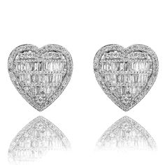 PRICES MAY VARY. Perfect Size heart earrings for womena: White Crystal Heart Stud Earrings goes with everything in your closet. They complement any outfit and will take you from day to night in perfect style. Just show your own style in the crowd. Fun and glamorous to wear day or night. You can add this to your timeless jewelry collection Dazzling Diamond Details: The 3d white gold heart earrings for women are adorned with sparkling diamond accents, enhancing their brilliance and radiance. The d Baguette Diamond Earrings, Gold Heart Earrings, Women Stud Earrings, Gold Heart Studs, Second Piercing, Gold Heart Earring, Womens Earrings Studs, Heart Stud Earrings, Sparkling Diamond