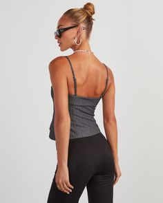 ● Fitted, bustier top● Adjustable, spaghetti shoulder straps● Notched foldover neckline & faux flap pockets● Front button closures● Pinstripe, non-stretch fabric● Lined Western Wear Dresses, Dresses By Length, Bustier Top, Wrap Sweater, Black Friday Shopping, Fall Shopping, New Tops, Sweater And Shorts, Long Sleeve Cardigan