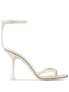 cream white calf leather square toe single toe strap buckle-fastening ankle strap branded leather insole 95mm high cone heel Velvet Sandals, Jimmy Choo Sandals, Latest Sandal, Crystal Sandals, Buckle Sandals, High Heel Sandals, Cream White, Black Sandals, Women's Shoes Sandals