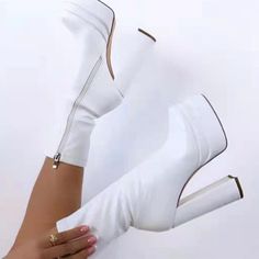 Color: White, Size: 35 Boots 2022, Heels Designer, Women Motorcycle, Platform Boots Chunky, Women's Motorcycle Boots, Boots Chunky, Equestrian Boots, Orange Shoes, Super High Heels