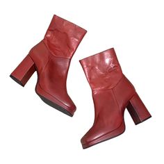 Diba True Mont Pelier Red Leather Platform Square Toe Booties 9.5 Nwot These Are Gorgeous And Have Never Been Worn. Have Some Creasing From Being In My Closet. No Box. Size 9.5 . Chic Red Platform Boots For Fall, Red High Heel Platform Boots For Fall, Red Ankle Platform Boots For Fall, Burgundy Leather Ankle Boot Heels, Red Leather Heels For Fall, Red Stacked Heel Ankle-high Heels, Fall Red Platform Boots With Reinforced Heel, Red Platform Boots With Block Heel, Red Heeled Boots With Reinforced Heel For Winter