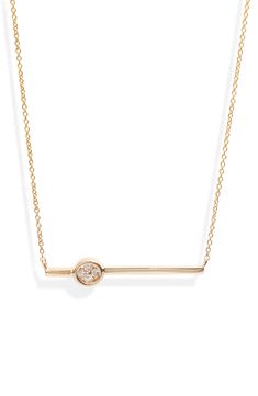 A delicate circle with a cluster of diamonds sits off-center on a slender bar pendant, highlighting the modern style and beauty of this 14-karat gold necklace. Style Name:Dana Rebecca Styra Reese Quatrefoil Diamond Bar Pendant Necklace. Style Number: 6052597. Available in stores. Marquee Diamond Necklace, Diamond Cluster Pendant, Modern Diamond Necklace, Jewelry Redesign, Unique Diamond Pendant, Repurpose Jewelry, Delicate Diamond Necklace, Dana Rebecca Designs, Heirloom Jewelry