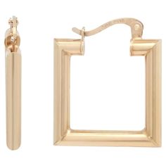 These chic and trendy square hoop earrings are crafted in 14k yellow gold and feature a majestic glow of high polish finish. This pair of hoop earrings will make a perfect eye catching fashion statement. Size: 19mm x 19mm. Width: 2.9mm. Total weight: 3.06 grams. Comes with a presentable gift box. Square Hoop Earrings, Perfect Eyes, Jewelry Earrings Hoops, Fashion Statement, Jewelry Earrings, Hoop Earrings, Gift Box, Yellow Gold, Yellow