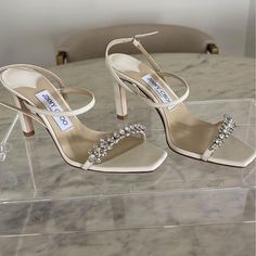 Beautiful For A Special Event. Tried On But Never Worn Outside. Size 6.5 And Comes With A Dust Bag But No Box Chimmy Choo, Jimmy Choo Wedding Shoes, Bride Heels, Elegant Wedding Shoes, Type Shi, Ethereal Wedding, White Wedding Shoes, Wedding Shoes Heels, Wedding Heels