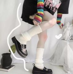 Color: White Foot Sock Casual Winter Stockings, Casual Mid-calf Stockings For Winter, Casual Mid-calf Winter Stockings, White Casual Knee-high Stockings, White Knee-high Casual Stockings, Casual White Knee-high Stockings, White Casual Mid-calf Socks, Casual Mid-calf Stockings, White Harajuku Socks For Winter